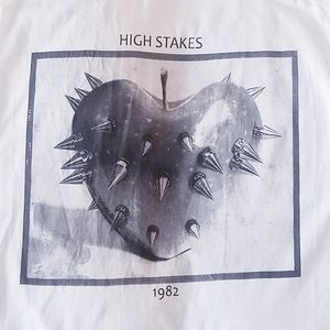 Grunge punk spiked heart white top with spuds